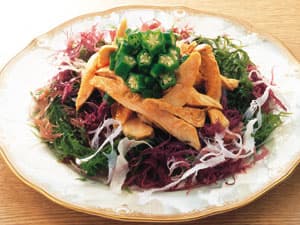 海藻サラダとササミのからしあえ