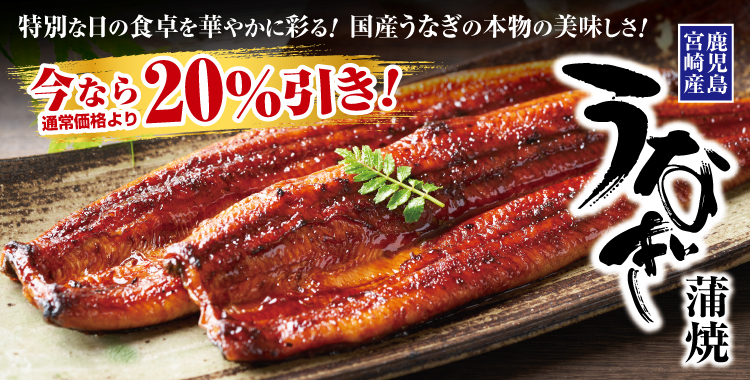 国産うなぎ蒲焼 長焼 大 20%OFF