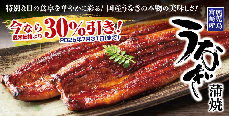 国産うなぎ蒲焼 長焼 大 30%OFF
